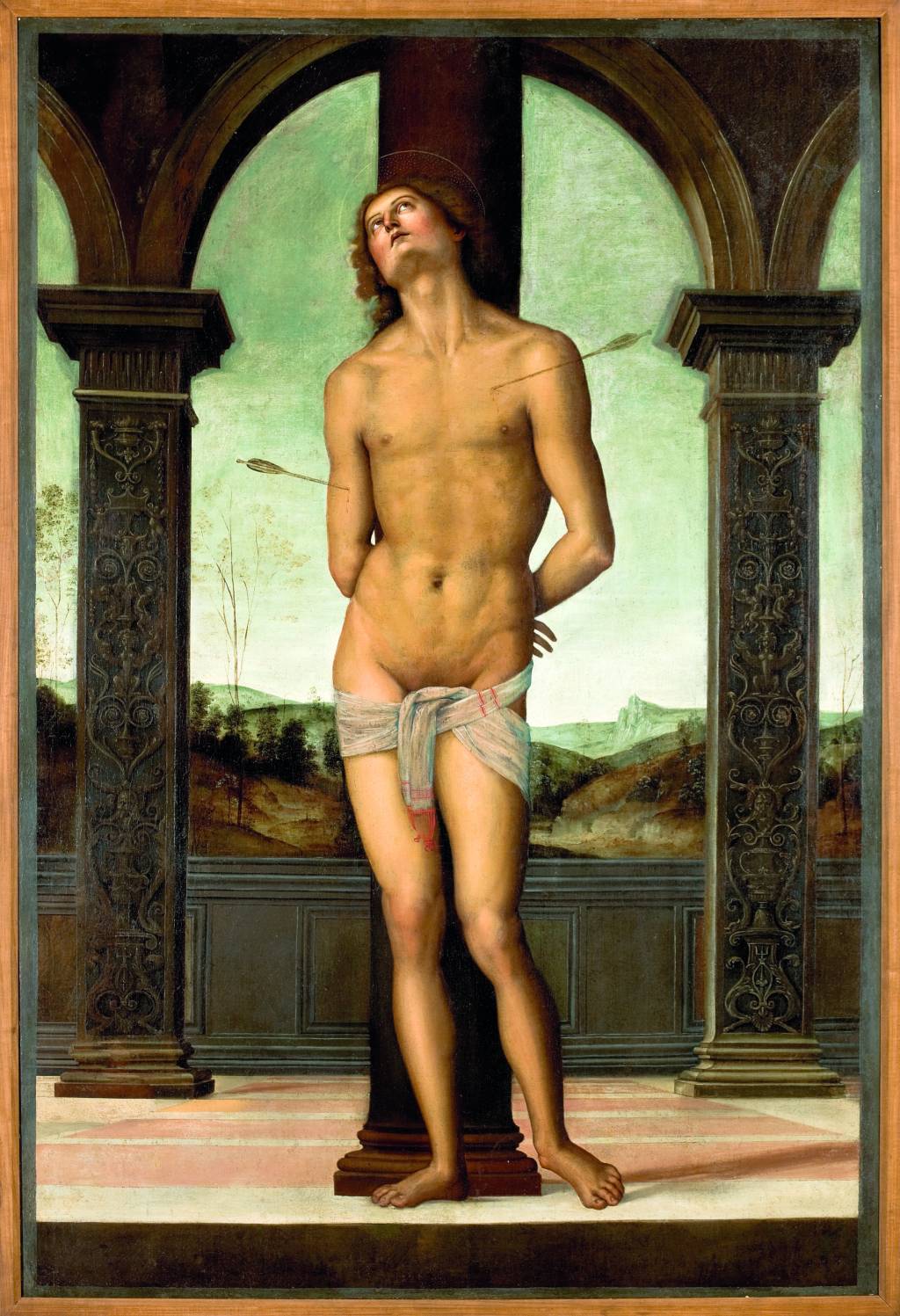Pietro Perugino São Sebastião na coluna, 1500-10 Pietro-Perugino-São-Sebastião-na-coluna