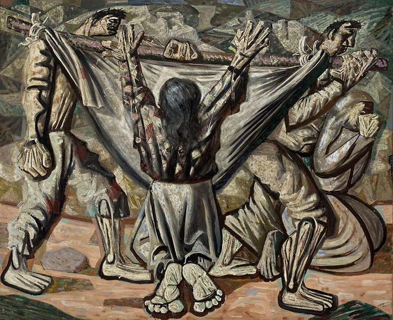 Enterro na Rede, da Série Retirantes, de 1944, é uma entre as cinco obras do acerco do Masp presentes na mostra