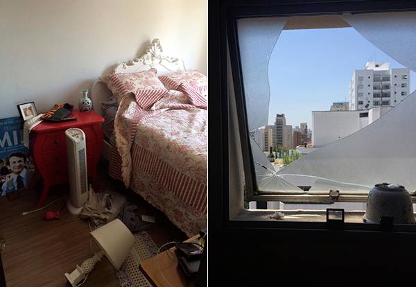 Morador de Moema registra danos em seu apartamento causado por avião