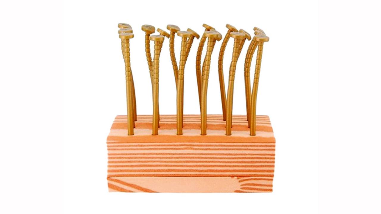 Conjunto com dezoito palitos reutilizáveis para aperitivo em formato de prego