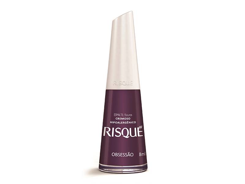 Esmalte, cor Obsess&atilde;o, da Risqu&eacute;. Para quem quer arrasar com uma cor mais ousada, o tom roxo da linha regular da marca &eacute; aposta de tend&ecirc;ncia da Risqu&eacute; (e minha tamb&eacute;m). Pre&ccedil;o: 2,75 reais.