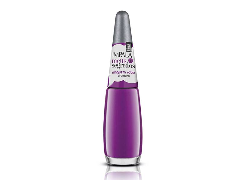 Esmalte, cor ningu&eacute;m sabe, da Impala. A cor ultravioleta &eacute; cremosa e cobre toda a unha com duas camadas de esmalte. Pre&ccedil;o sugerido: 3,20 reais.
