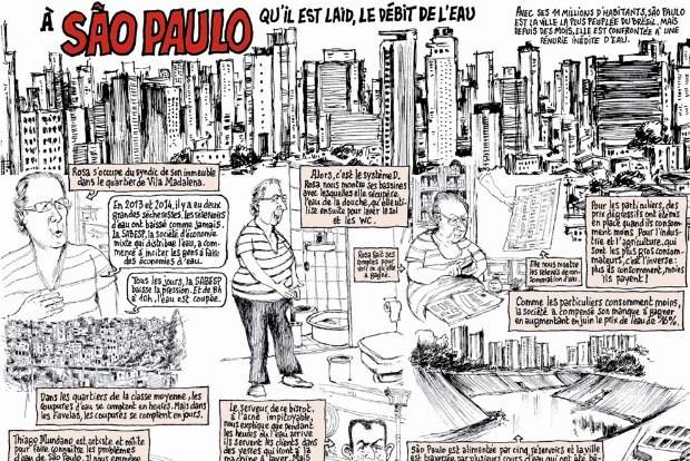 Charge do ‘Charlie Hebdo’ critica falta de água em São Paulo