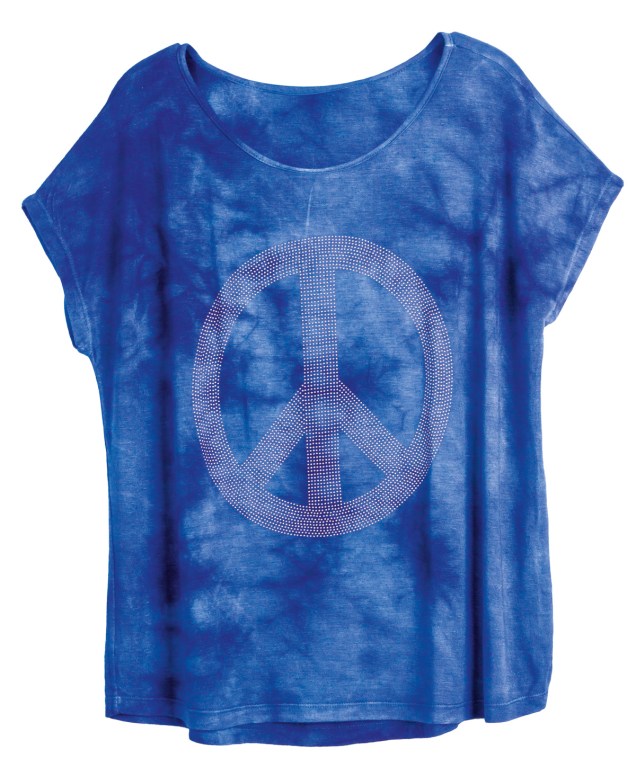 Camiseta de viscose com aplica&ccedil;&otilde;es de metal