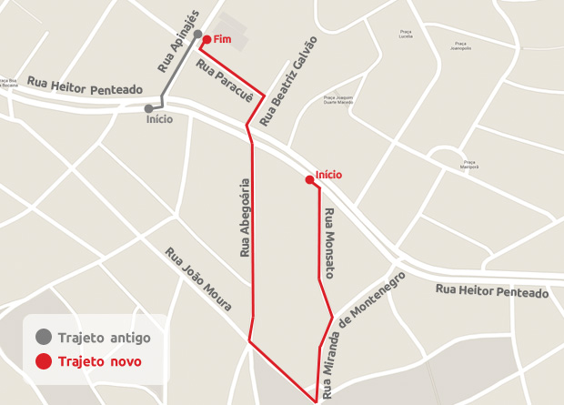 Conversão à Rua Apinajés: 4 minutos para percorrer o novo trajeto Conversão à Rua Apinajés: 4 minutos para percorrer o novo trajeto