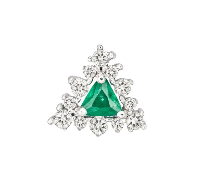 Brincos em ouro branco, diamantes e esmeraldas: R$ 5 580,00 Brincos em ouro branco, diamantes e esmeraldas: R$ 5 580,00