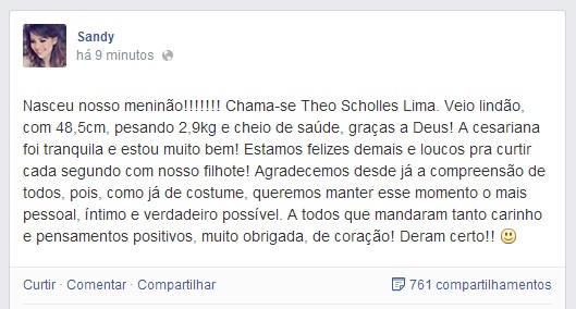 Sandy perfil oficial