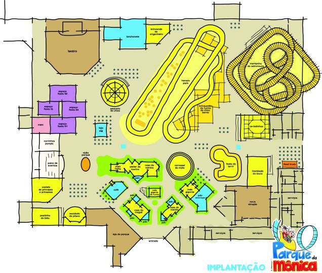 Planta do Parque da Mônica: espaço de doze mil metros quadrados dentro do Shopping SP Market Planta do Parque da Mônica: espaço de doze mil metros quadrados dentro do Shopping SP Market