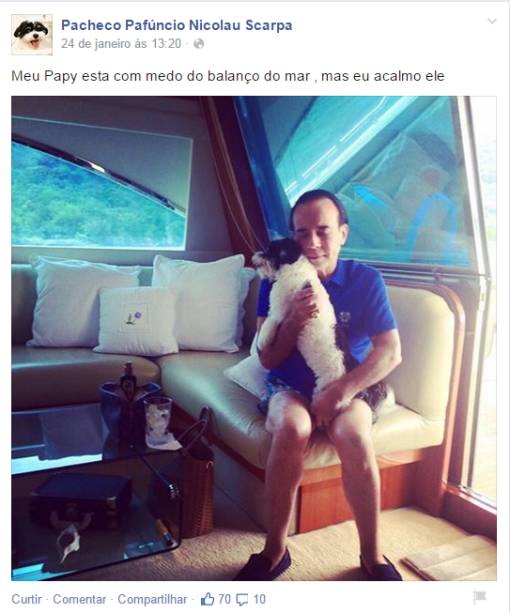 	Pensamentos no iate de 72 p&eacute;s: "Meu papy est&aacute; com medo do balan&ccedil;o do mar, mas eu acalmo ele"