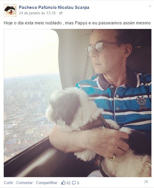 "Hoje o dia está meio nublado, mas Papys e eu passeamos assim mesmo" "Hoje o dia está meio nublado, mas Papys e eu passeamos assim mesmo"