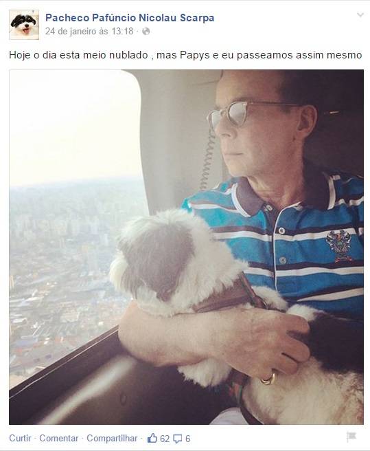 "Hoje o dia está meio nublado, mas Papys e eu passeamos assim mesmo" "Hoje o dia está meio nublado, mas Papys e eu passeamos assim mesmo"