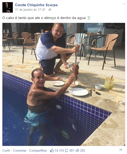 Almoço dentro dágua: um dos posts de Chiquinho que dão o que falar Almoço dentro dágua: um dos posts de Chiquinho que dão o que falar