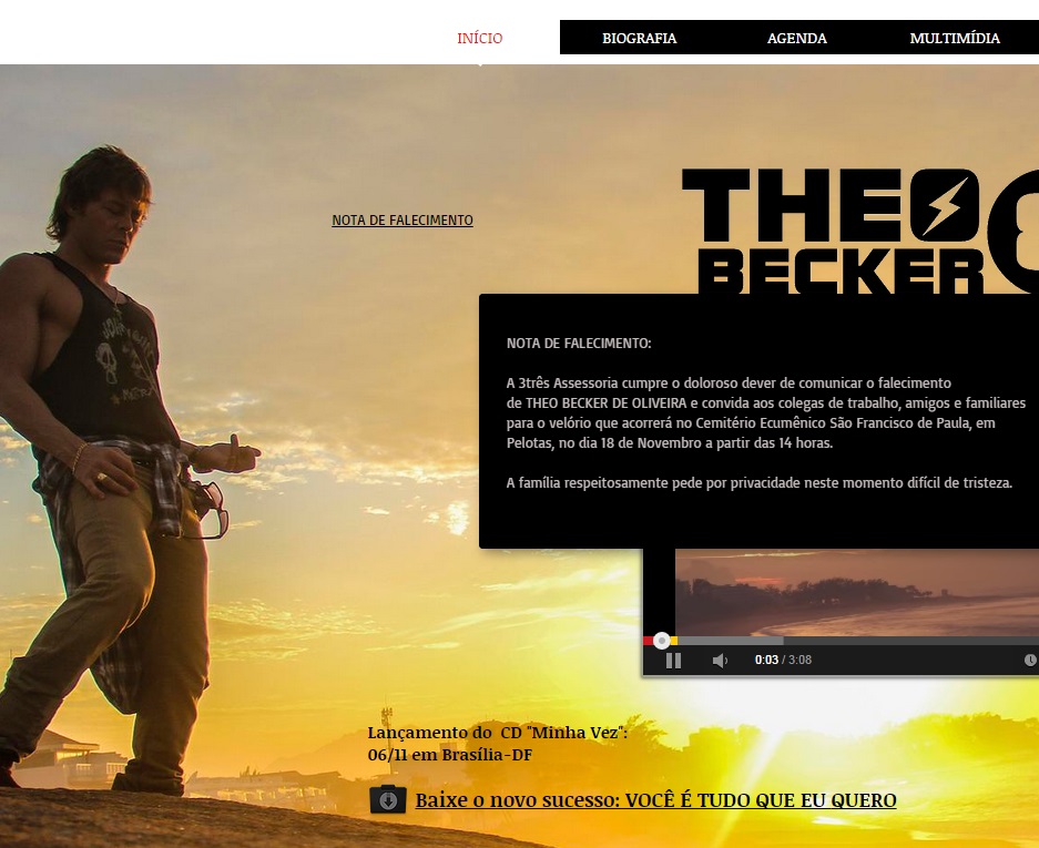 Site de Theo Becker publica notícia de sua morte