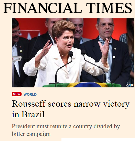 Jornais no mundo destacam vitória apertada de Dilma sobre Aécio