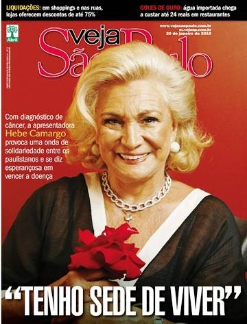 Capa de VEJA S&Atilde;O PAULO de 20 de janeiro de 2010, quando Hebe descobriu o c&acirc;ncer