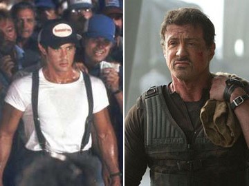 Sylvester Stallone em "Falcão - O Campeão dos Campeões" e em "Mercenários 2"
