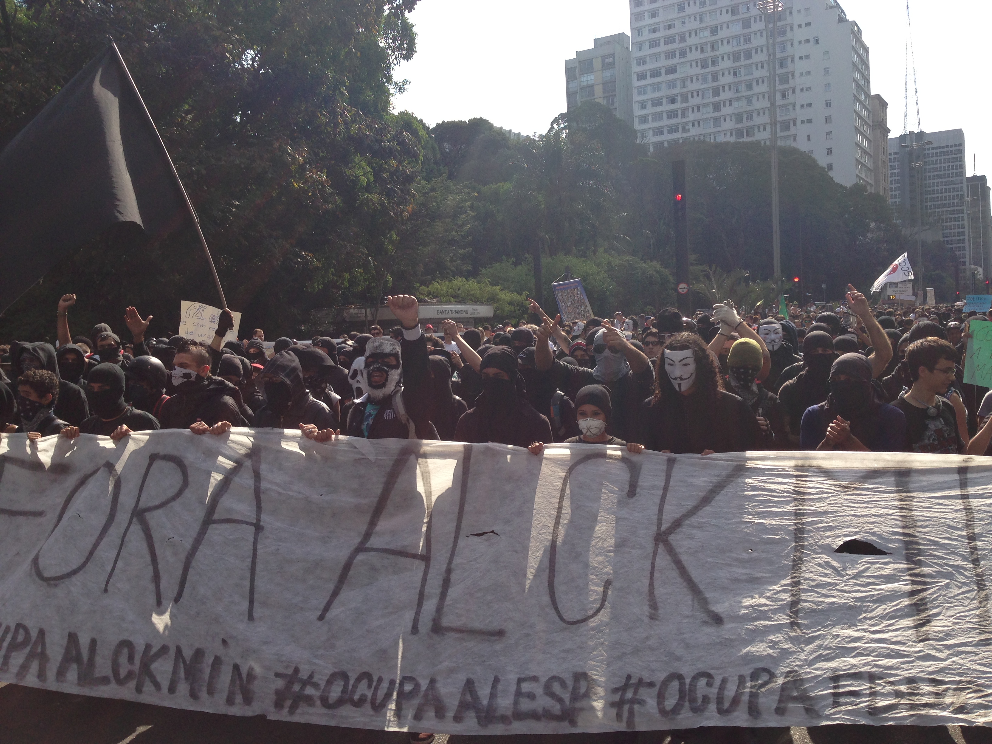 Manifestantes pediam a sa&iacute;da do Governador Geraldo Alckmin