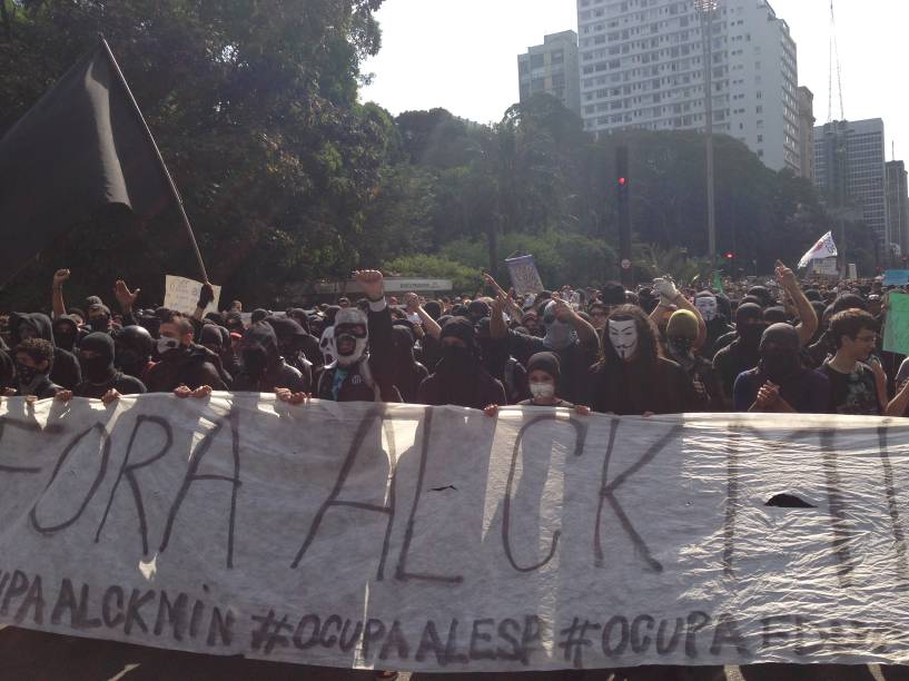 Manifestantes pediam a sa&iacute;da do Governador Geraldo Alckmin