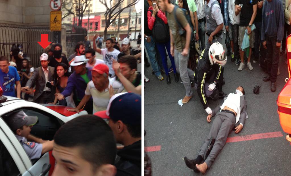 Jovem que tentava parar a viatura da PM para prestar socorro a manifestante ferido &eacute; atropelado