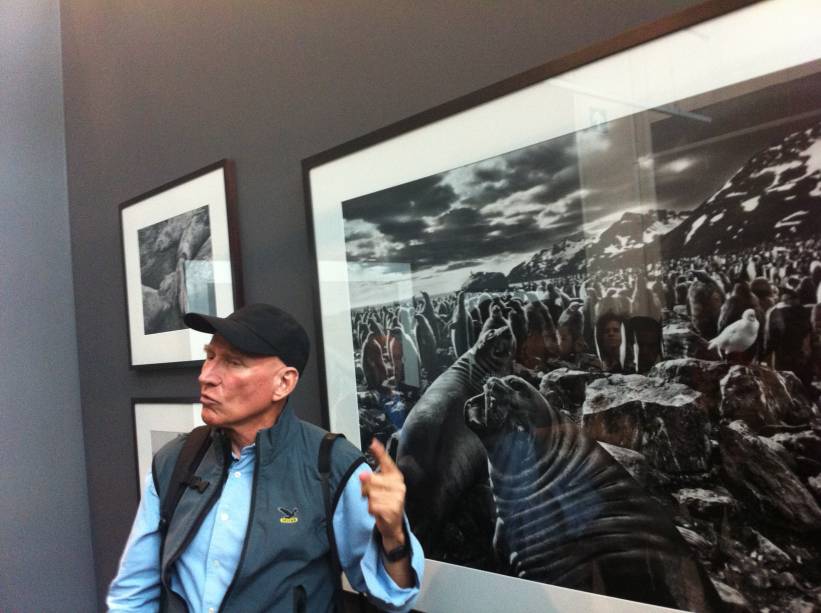 Planeta Sul: "Essa é a única foto em que apareço, refletido no olho do bebê elefante-marinho, que veio dos mares frios da Antártica. A imagem foi feita na única época do ano que a espécie fica fora da água" Planeta Sul: "Essa é a única foto em que apareço, refletido no olho do bebê elefante-marinho, que veio dos mares frios da Antártica. A imagem foi feita na única época do ano que a espécie fica fora da água"