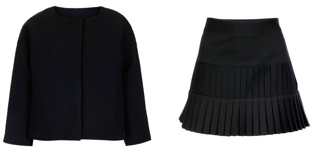 Anos 60. Spencer, R$ 359,00. Topshop, tel.: (11) 3152-6002, Shopping JK Iguatemi, www.topshop.com. Saia de sarja de algod&atilde;o, R$ 79,90. C&A Collection Issa London, tel.: (11) 2131-0004, www.cea.com.br.