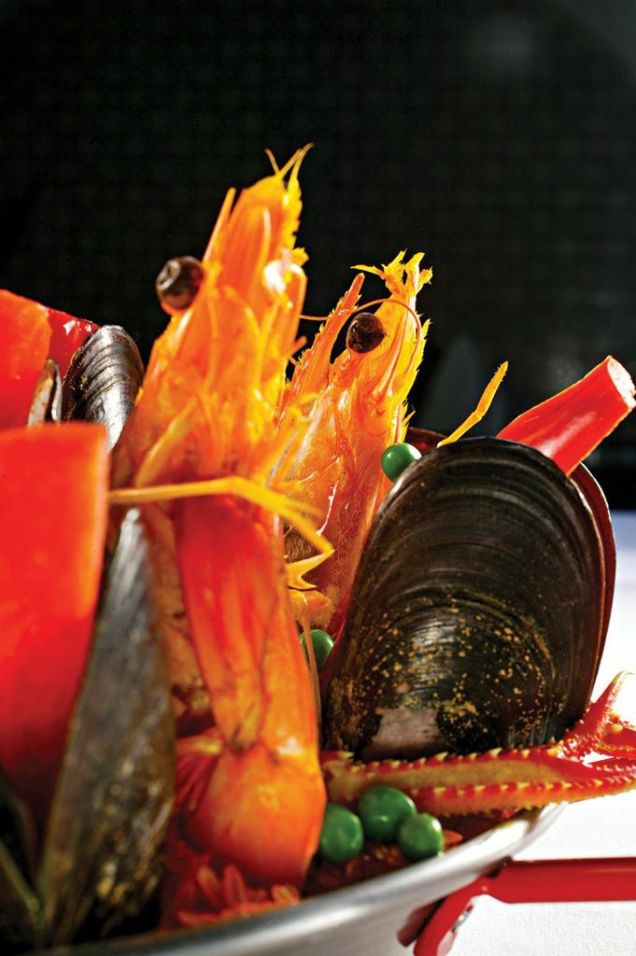 Paella: uma das opções do cardápio Paella: uma das opções do cardápio