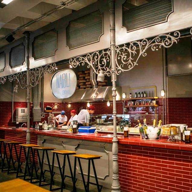 A pizzaria ocupa um box no Mercado de Pinheiros A pizzaria ocupa um box no Mercado de Pinheiros