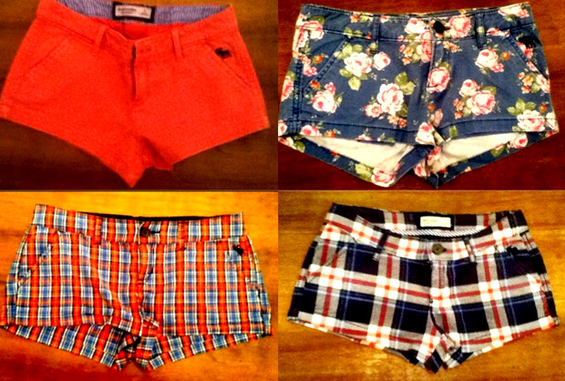 Shorts da Abercrombie. Preço: R$ 10,00 cada peça