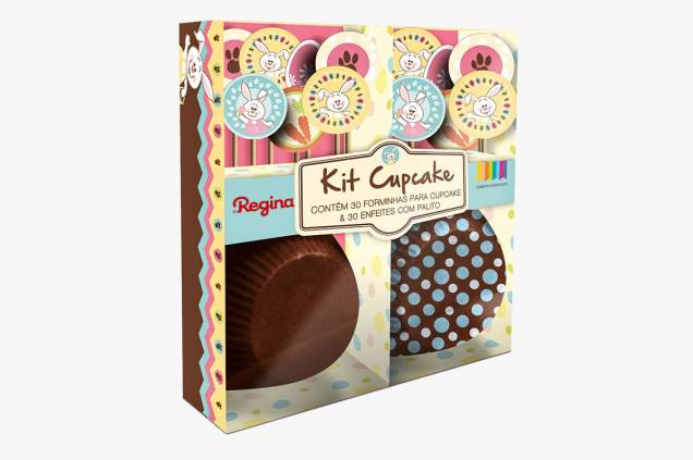 Forminhas e enfeites tem&aacute;ticos para trinta cupcakes: R$ 14,70