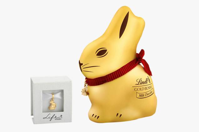 Pingente folheado a ouro da Life by Vivara mais chocolate em formato de coelho (100 gramas): R$ 179,90 Pingente folheado a ouro da Life by Vivara mais chocolate em formato de coelho (100 gramas): R$ 179,90