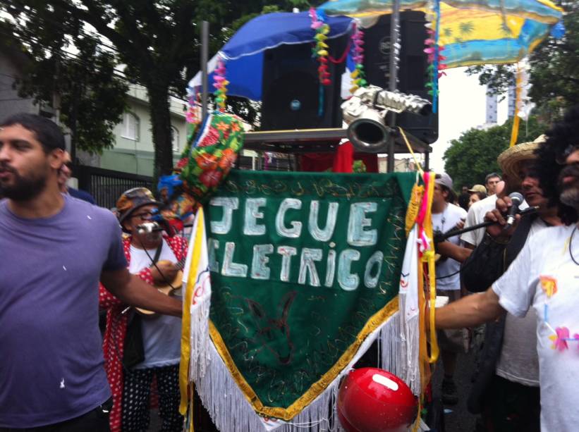 O estandarte do bloco de Carnaval Jegue El&eacute;trico