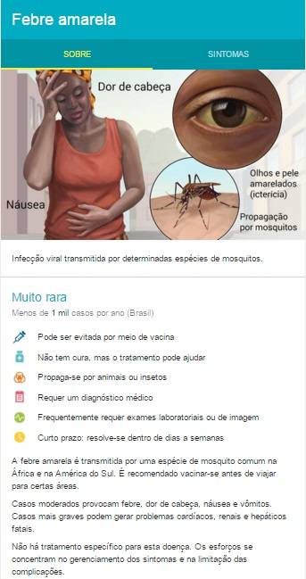 Novidade nas buscas: quadros explicativos de doenças Novidade nas buscas: quadros explicativos de doenças