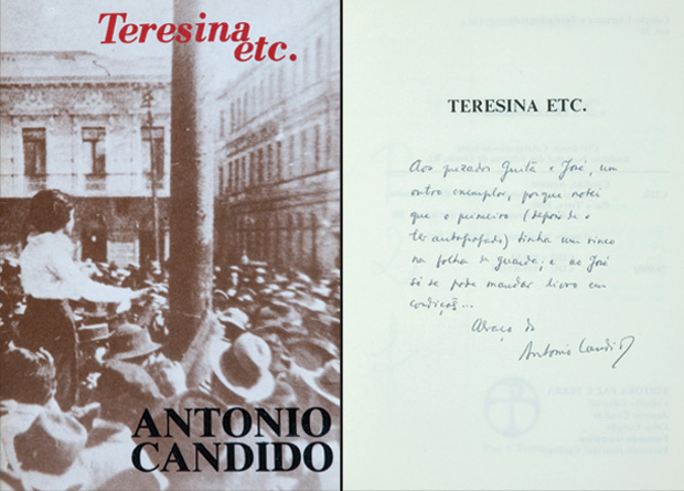 O intelectual Antonio Candido, em seu Teresina, etc., escreveu a Mindlin e Guita: "um outro exemplar, porque notei que o primeiro (depois deo ter autografado) tinha um vinco na folha de guarda; e ao Jos&eacute; s&oacute; se pode mandar umlivro em condi&ccedil;&otilde;es..."