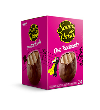 Ovo recheado Sonho de Valsa, da Lacta. Pre&ccedil;o sugerido de venda: R$ 8,99 (95g). O bombom sucesso da marca agora em vers&atilde;o ovo de chocolate.