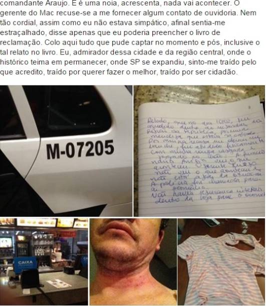 Postagem no Facebook recebeu mensagens de apoio e revolta&nbsp;