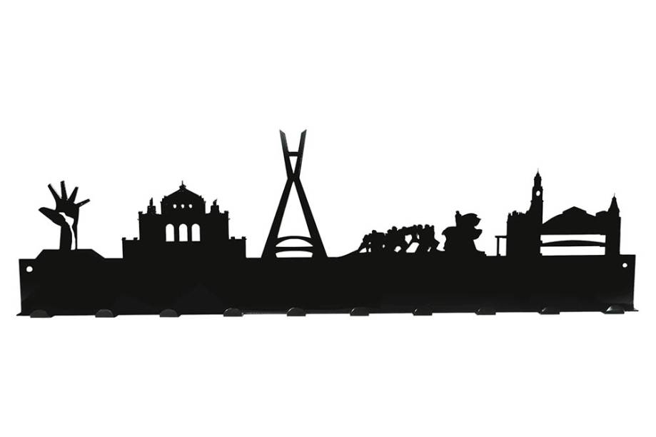 Cabideiro de metal com o skyline de São Paulo: R$ 139,00 Cabideiro de metal com o skyline de São Paulo: R$ 139,00