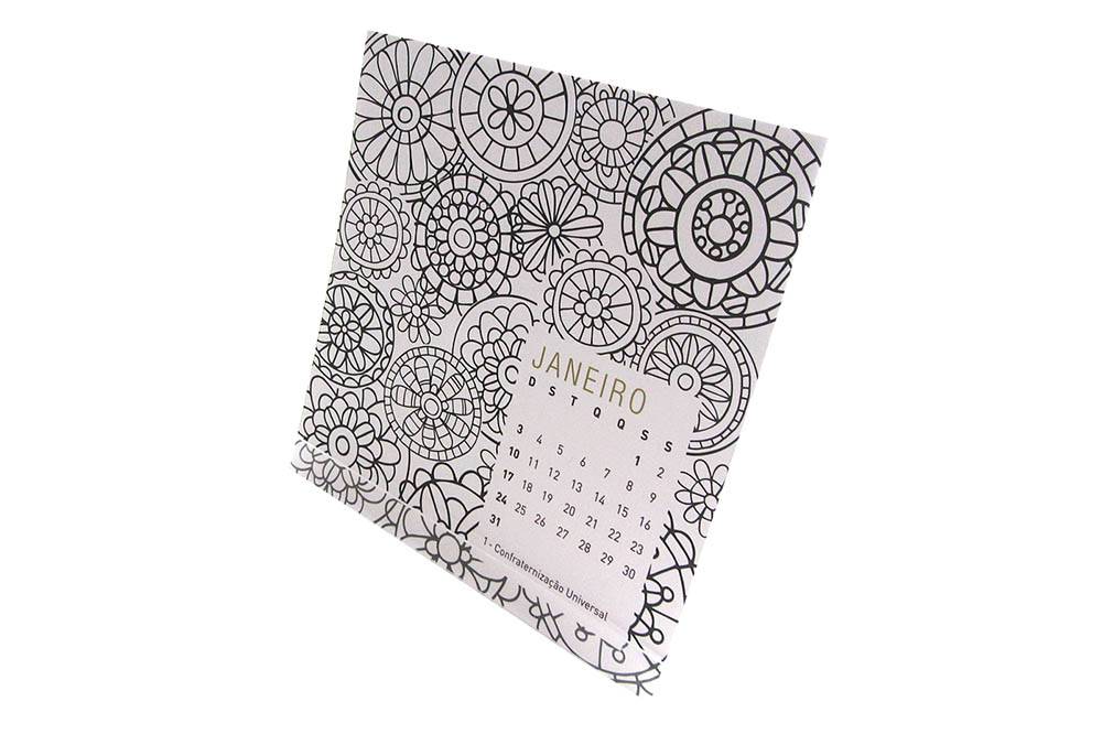 Calend&aacute;rio de mesa para colorir: R$ 27,60
