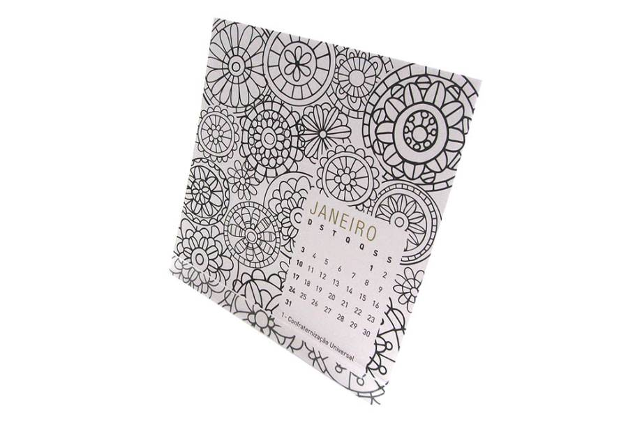 Calend&aacute;rio de mesa para colorir: R$ 27,60