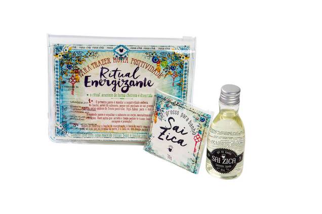 Kit com gel e sal grosso para banho e calcinha com fita de desejos Kit com gel e sal grosso para banho e calcinha com fita de desejos