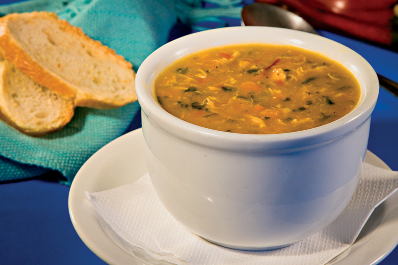 Canja com as partes da ave desfiadas e legumes Canja com as partes da ave desfiadas e legumes