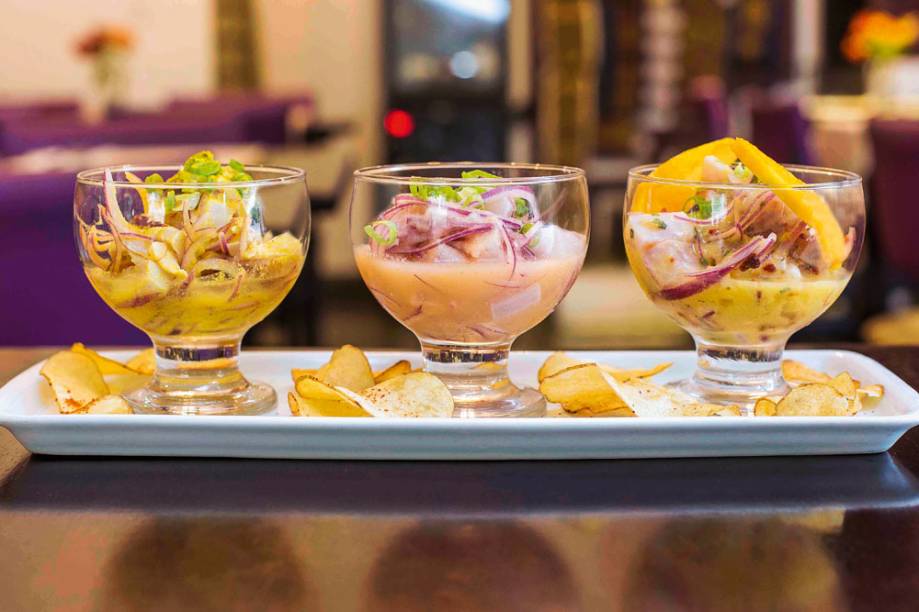 Ceviche: trio preparado com peixe branco Ceviche: trio preparado com peixe branco