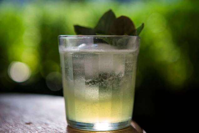 O coquetel verdinho: gim, lima-da-pérsia, manjericão e bitter de laranja O coquetel verdinho: gim, lima-da-pérsia, manjericão e bitter de laranja