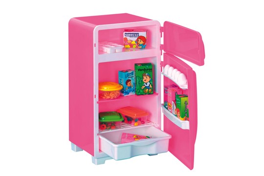 Geladeira com comidinhas em miniatura, na BMart Geladeira com comidinhas em miniatura, na BMart