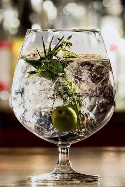 Uma das novas versões de gim-tônica do Astor: com azeitona, tomilho, manjericão e alecrim Uma das novas versões de gim-tônica do Astor: com azeitona, tomilho, manjericão e alecrim