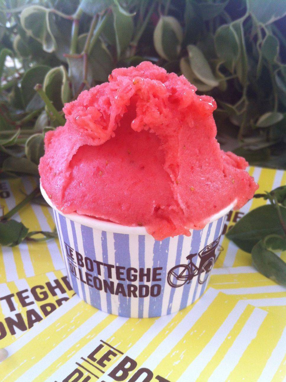 Le Botteghe di Leonardo: gelato de morango custa de 7 a 14 reais