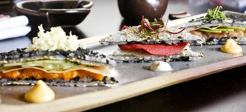 Trio de sanduíches de sushi Trio de sanduíches de sushi
