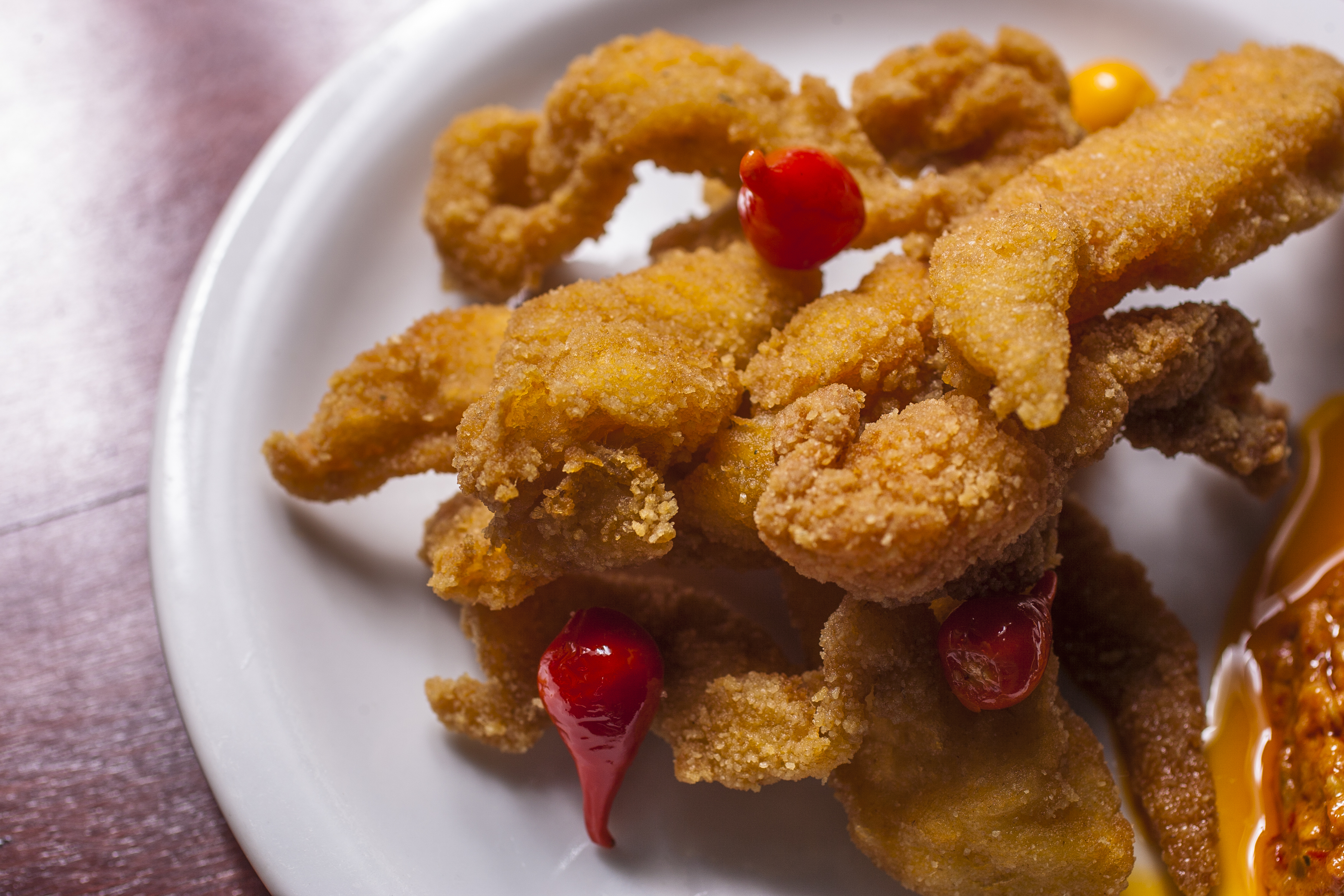 Iscas fritas de merluza