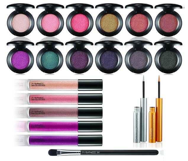 Coleção Le Disko: 12 cores de sombra, 5 cores de batons líquidos, 2 delineadores e 1 pincel Coleção Le Disko: 12 cores de sombra, 5 cores de batons líquidos, 2 delineadores e 1 pincel