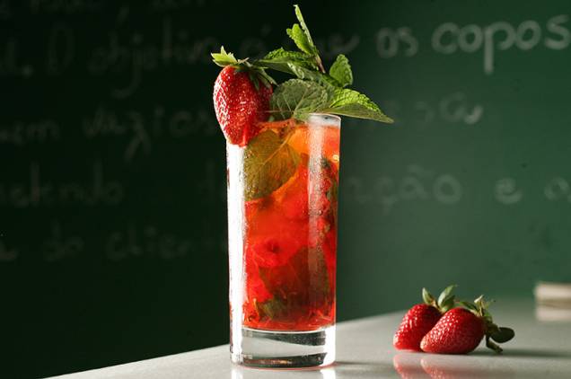 O mojito, acrescido de morango O mojito, acrescido de morango