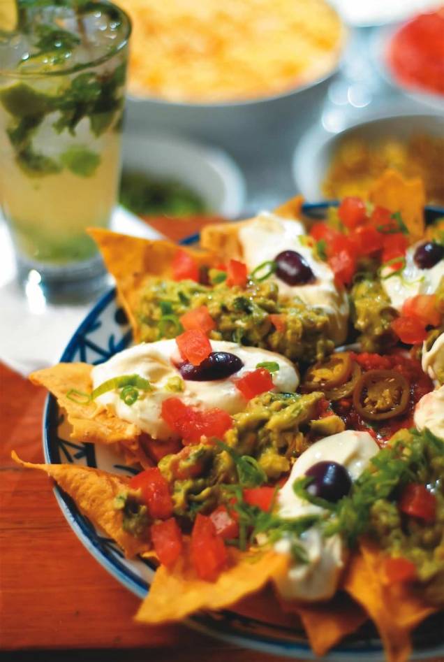 No bar mexicano Sí Señor: a porção de nachos supreme No bar mexicano Sí Señor: a porção de nachos supreme
